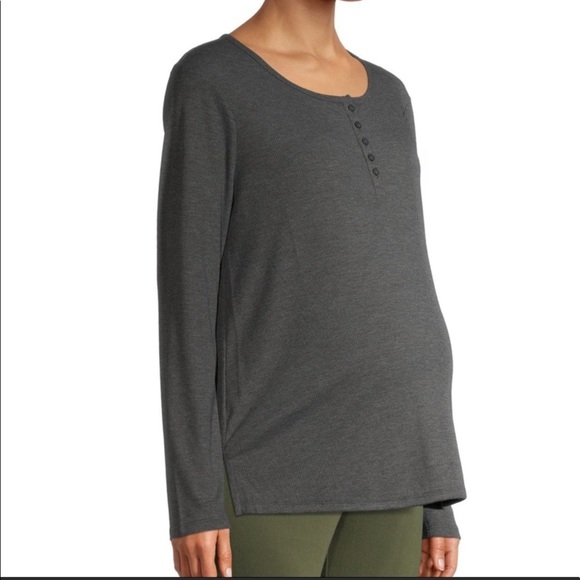 Tops - Maternity Women's Long Sleeve Henley T-Shirt